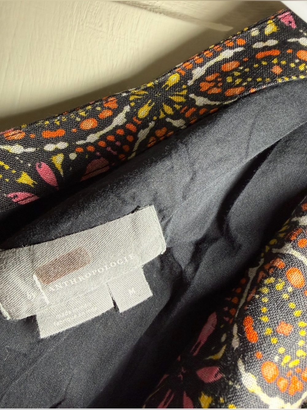 Anthropologie Linen Print One-Shoulder Crop Top - Picture 3 of 4